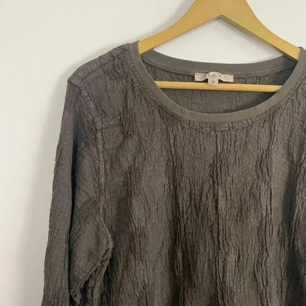 Flax Brown Crinkle Linen Top - Picture 2 of 11